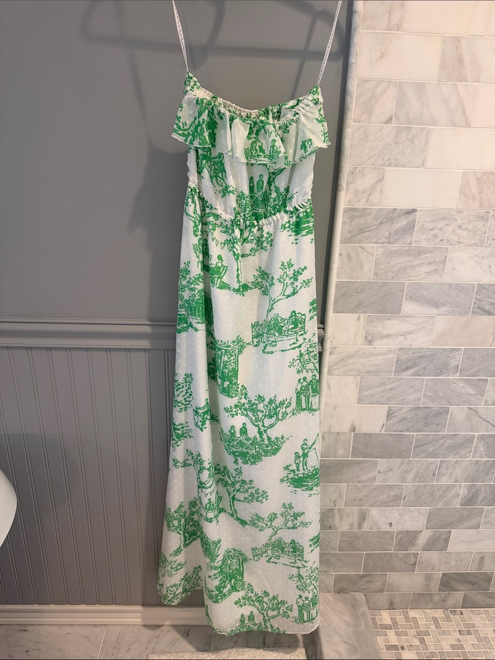 Lilly Pulitzer White and Green Toile Maxi Sundress